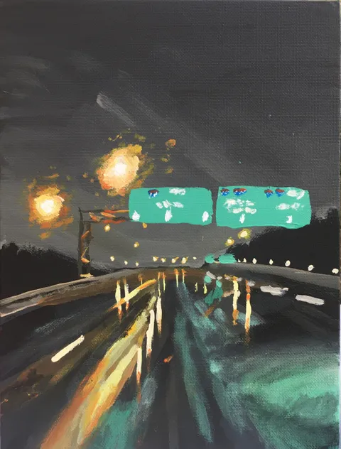 Interstate 275, me, acrylic, 2021
