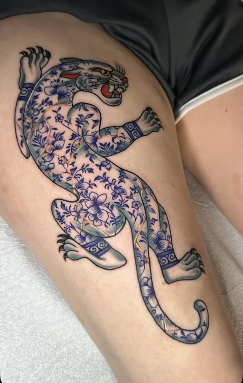Porcelain Panther by Joey Rosado, Sacred Tattoo, NYC