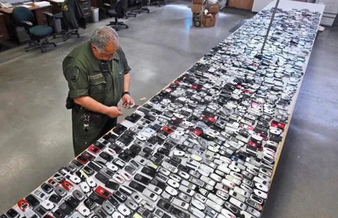 The number of cell phones found in a prison