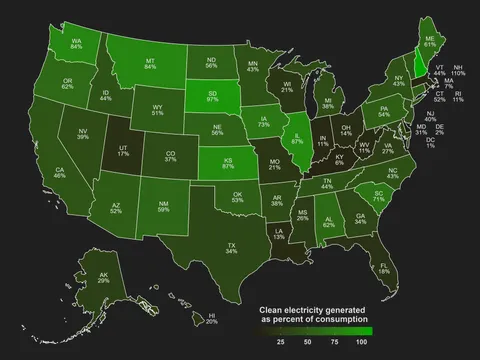 [OC] US states and clean electricity: Who's pulling their weight?