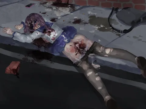 W-what... what happened to me? Why can't I walk? Why am I all covered in blood? What is that white and sticky thing? I just remember coming back from class... Could you help me by telling me what happened to me in the comments?