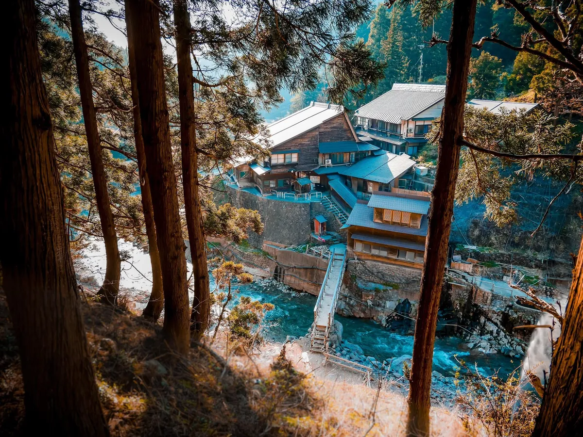 This mountainside onsen near Nagano, Japan is often visited by snow monkeys.