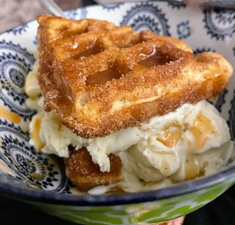 Churro Waffle Ice Cream Sandwich [Homemade]