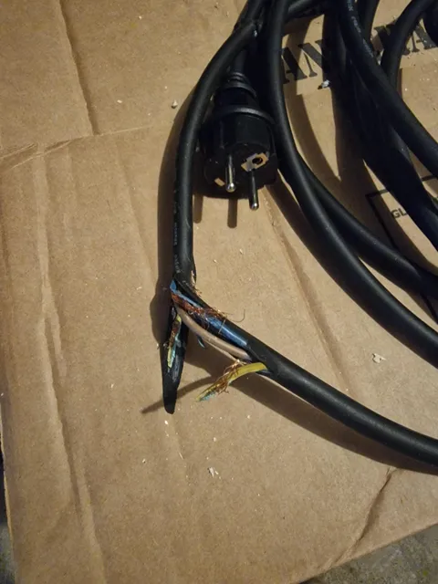 Second time stepson mow the lawn and cut the cord.