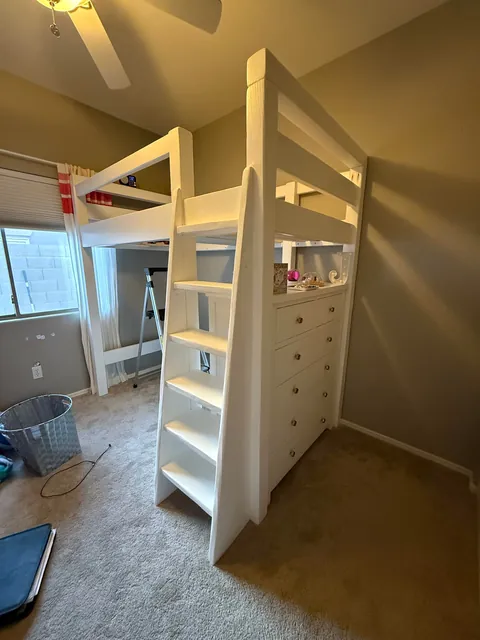 Built my daughter a new bed with a built in dresser and desk