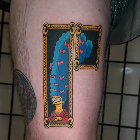 New Marge tattoo by Rebeca Rivera at Sacred Lotus Tattoo in Asheville NC