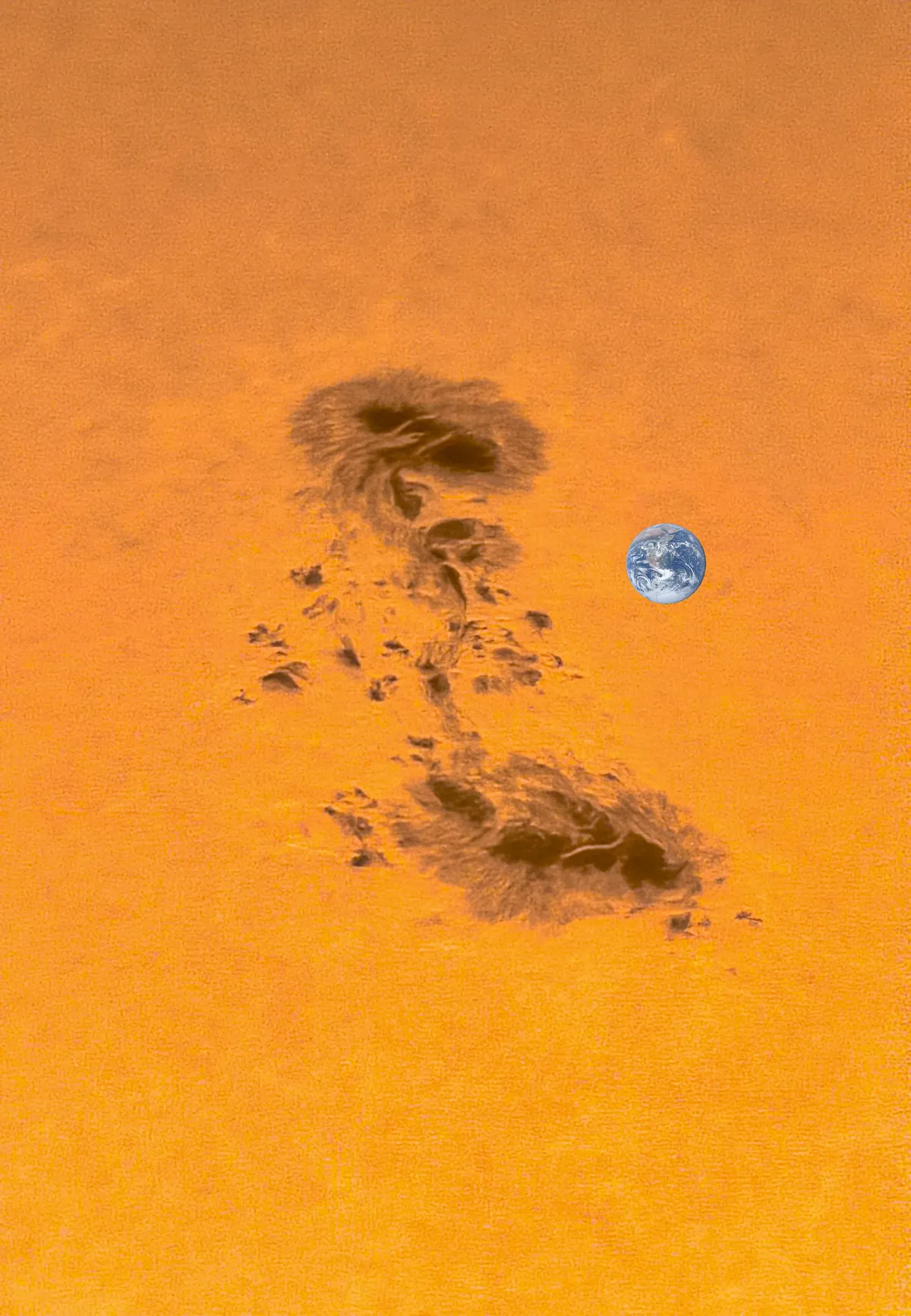 I Imaged a Massive Sunspot Today; This is it Compared to the Size of Earth.