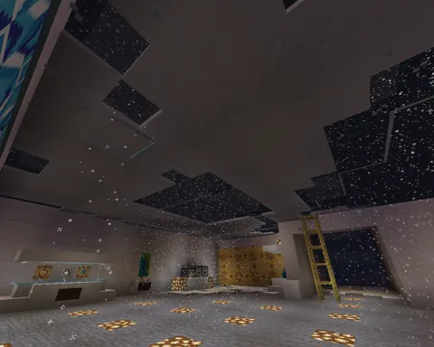 glass roof on a snow biome