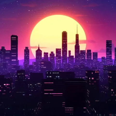 A retro city gif I made in Blender