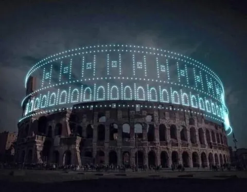 The real height of the Coloseum, represented by drones.