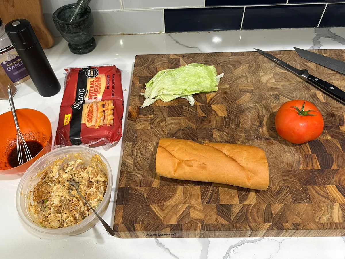 [homemade] nashville hot chicken salad sandwich. kinda.