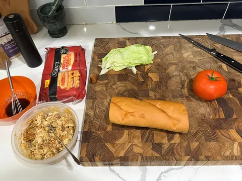 [homemade] nashville hot chicken salad sandwich. kinda.