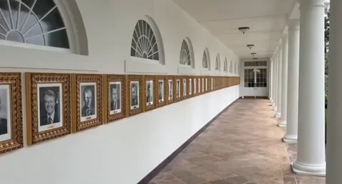 The Presidential Walk of Fame has arrived on the West Wing with Joe Biden's photo removed.