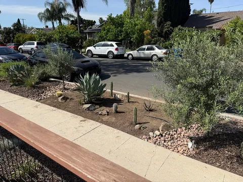 Small Front Yard Overhaul - Desert Landscape with Dry Creek in SoCal