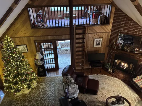 Grandparents’ cabin for the holidays. It’s snowing outside!