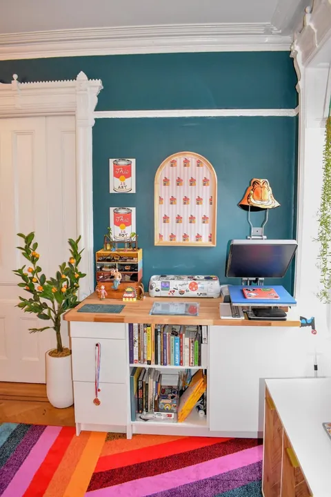 It took a year, but the living room, office, bedroom, and bathroom are all done.