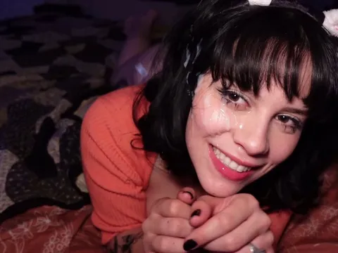 She looks even cuter with a load on her face