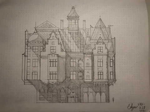 Hello! I’m a 14 year old aspiring architect from Sweden! I drew this elevation a couple weeks ago just for fun, please tell me what you think of it!