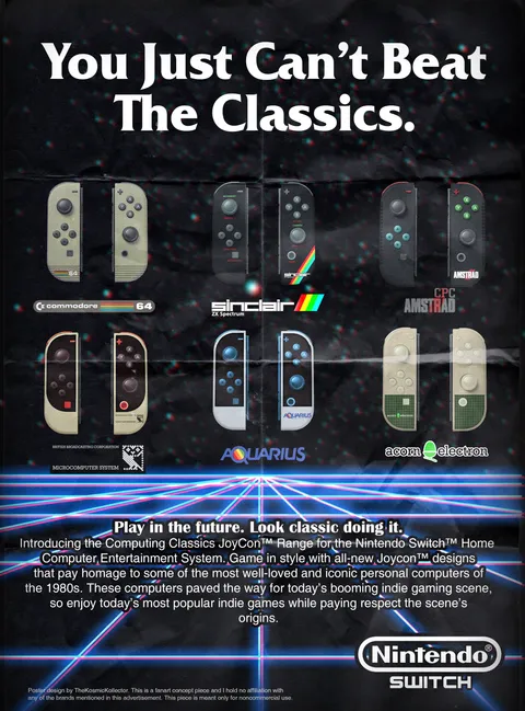 I designed some JoyCons inspired by classic 80s home computers!