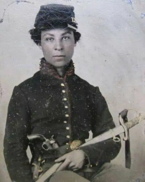 Portrait of Cathy Williams, nicknamed "Buffalo Soldier", 1862. She pretended to be a man to fight for "the North" in the American Civil War