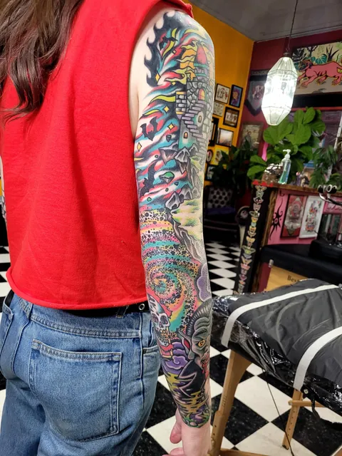 Vampire sleeve by Ryan at Lucky Mountain Tattoo (Erwin TN)