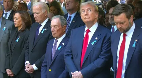 Trump during the Moment of Silence at the 9/11 memorial