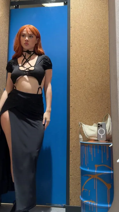 Slipping out of my dress where anyone could walk in