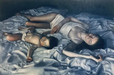 Mother and Child, Katayoun Stewart, oil on canvas, 2018