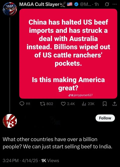 We’ll just sell beef to the country that worships cows!