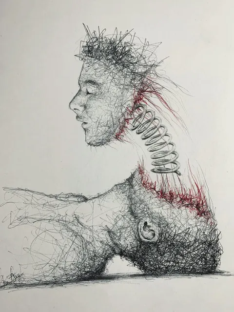 A few pieces from my own strange world, drawn with ink and scribbles.