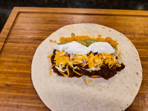 Beef, bean, and rice burritos [Homemade]