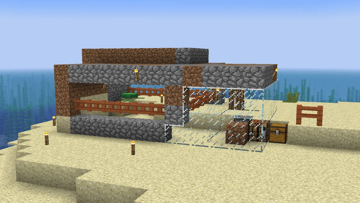Got my friend to try minecraft, and now she keeps boasting about her turtle pen. So here it is.
