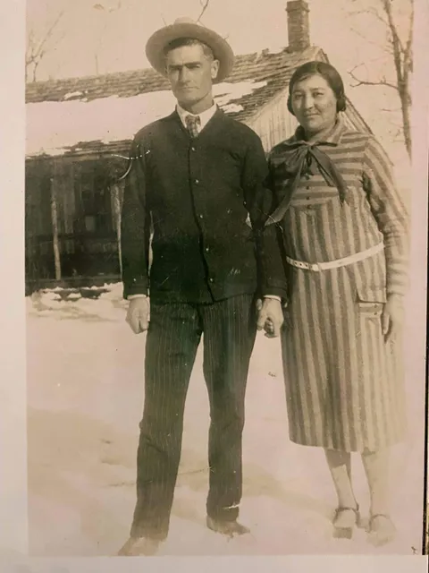 My grandparents in possibly their wedding photo in the late 20’s. Grandpa was in his 50’s and grandma on her mid-late 20’s. She looks so happy.