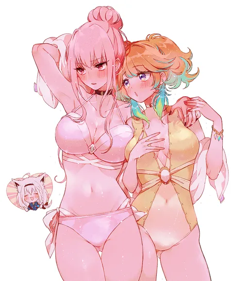 Calli and Kiara in swimsuit by@CRUNCHY_MMLONI