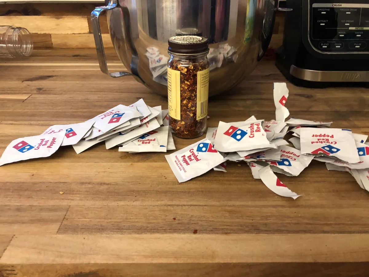 Refilled my jar with Domino’s packets!