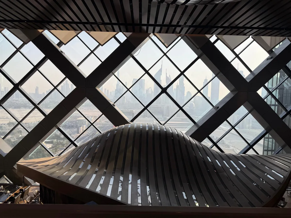 A food court suspended between two buildings 24 stories up in Dubai