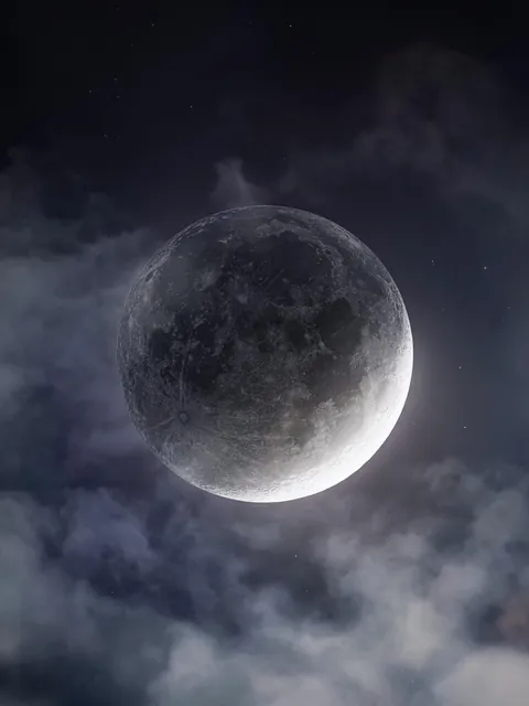 Last Night’s Crescent Moon Piercing Through the Clouds.