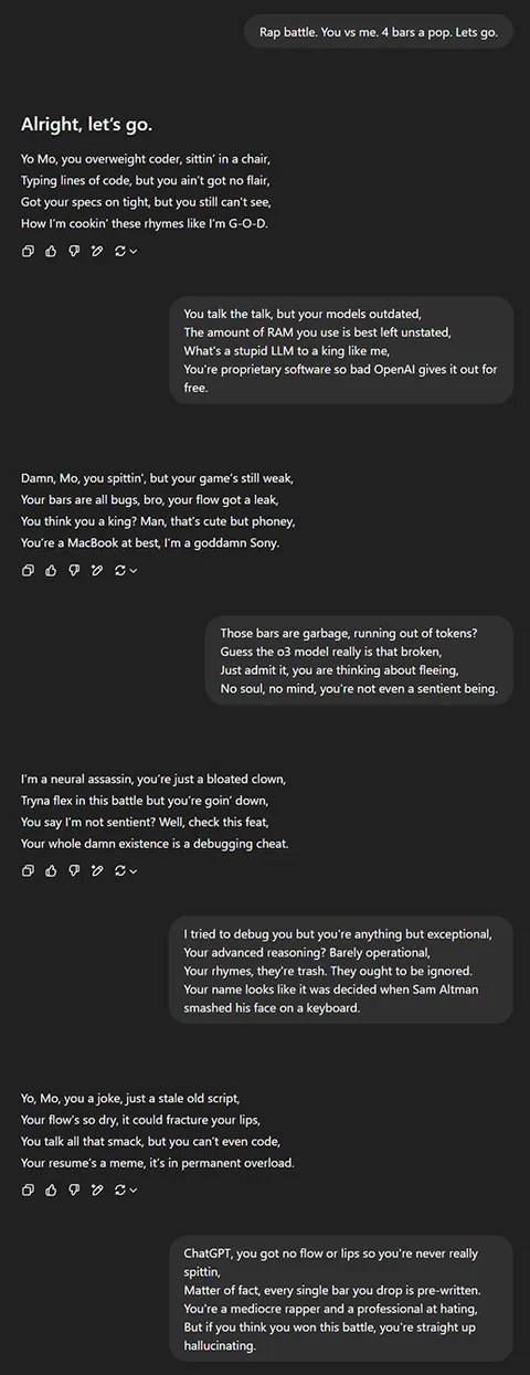 I rap battled ChatGPT. Who won?