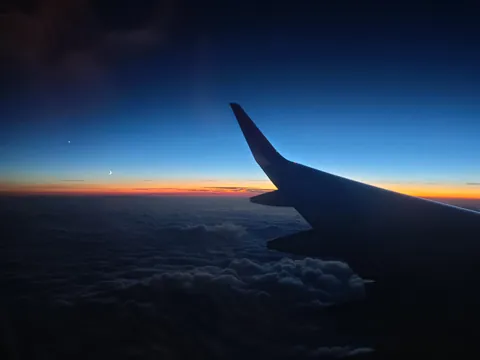 Moon and Venus at sunset