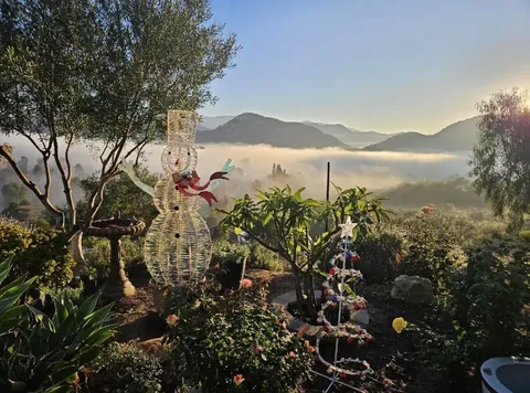 Snowman in the Mountain Garden