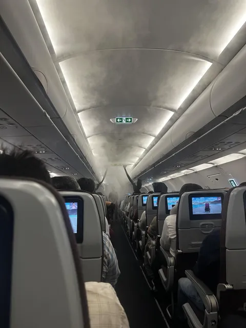 The amount of ‘fog’ inside my flight meant no one more than a couple of rows from the air hostess could actually see the safety briefing properly