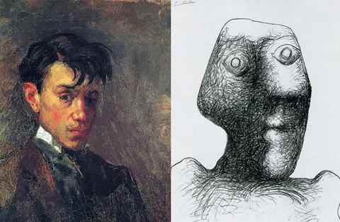 The first (1896) and last (1972) self-portrait of Pablo Picasso