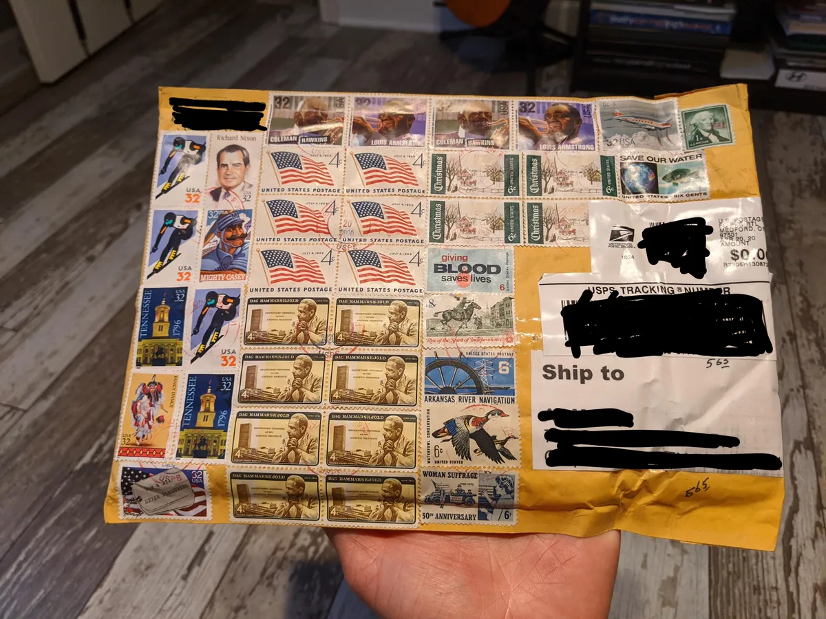 I ordered a pair of pliers on eBay and my package came smothered in vintage stamps. Some being over 60 years old.