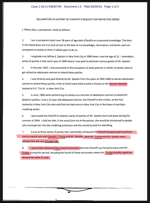 DOJ censors identities of president &amp; convicted child sex offender despite it being illegal under law signed by president