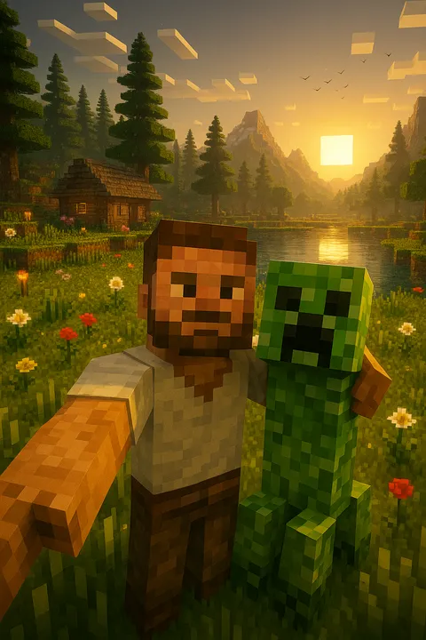 I asked ChatGPT for a selfie with a Creeper from Minecraft.