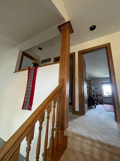 Reduce visual weight (lotsa wood)