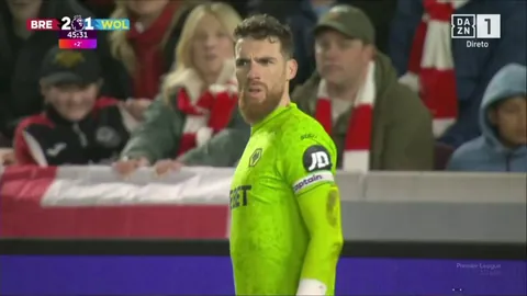 Jose Sa picks up a back-pass in the buildup for Wolves goal against Brentford, goal stands