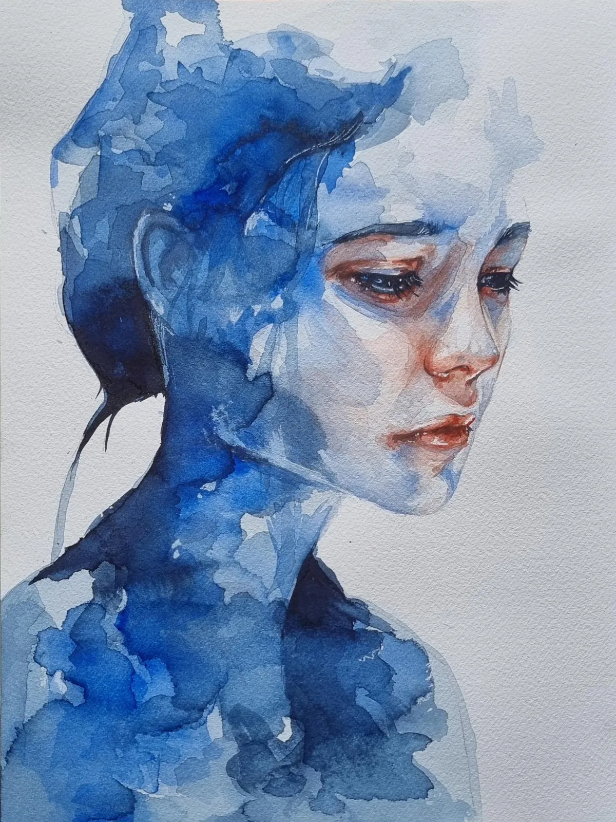 Splashy Portrait, Humpfred_the_Whale (me), Watercolour, 2025