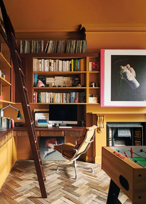 Study with a fireplace in a 1850s West London villa, UK [3380x5000]