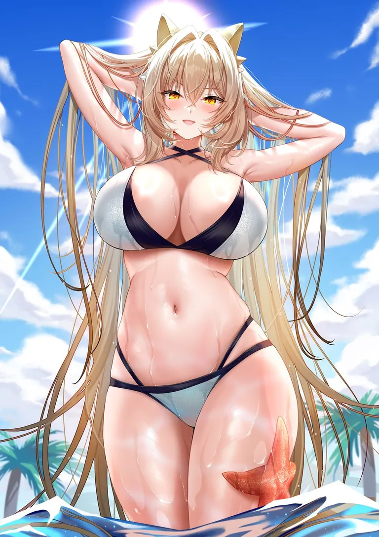 Lion in water at the beach (銀Silveroid / SilverRoid)